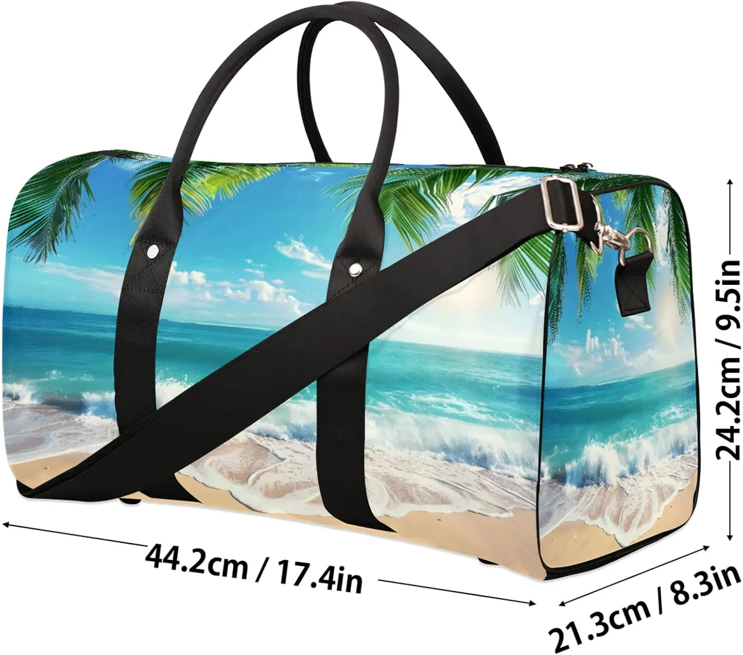 Palm Tree Coastal Beach Travel Bag for Men Women, Gym Duffle Bags for Travel, Carry On Luggage Bag, Weekender Overnight Workout Bags