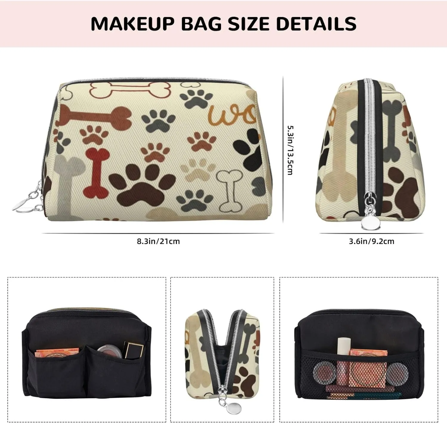 Palm Tree,Makeup Bags for Women,Palm Tree Leaves Flowers Hibiscus,Leather Cosmetic Bag Toiletry Bag Travel Case Waterproof Makeup Pouch,Green Multicolor,M