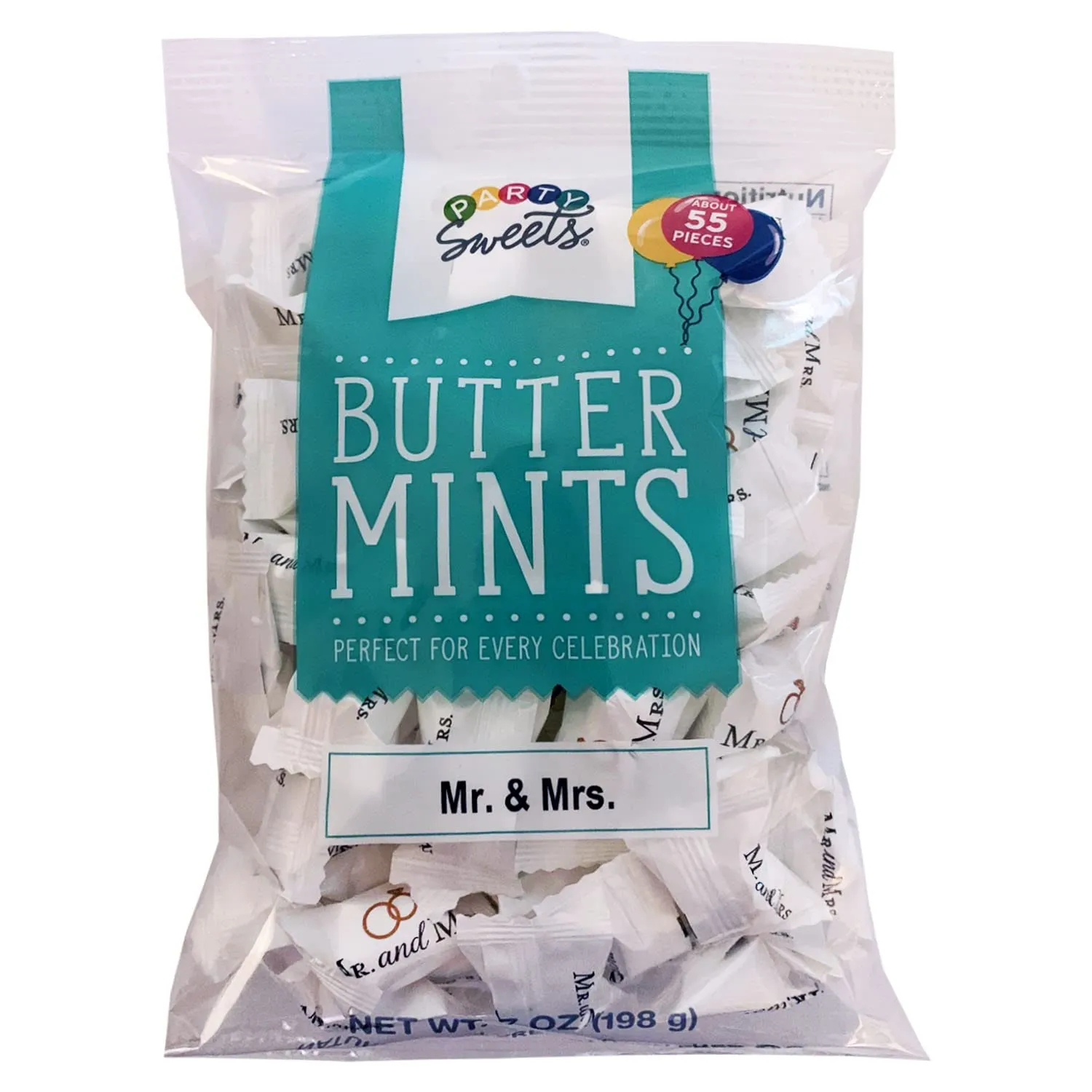 Party Sweets By Hospitality Mints Mr. & Mrs. Buttermints, 7-Ounce Bags (Pack of 6)