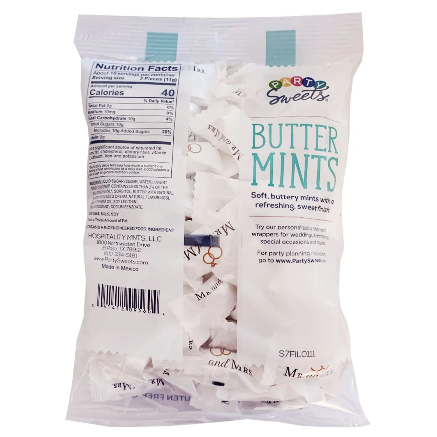 Party Sweets By Hospitality Mints Mr. & Mrs. Buttermints, 7-Ounce Bags (Pack of 6)