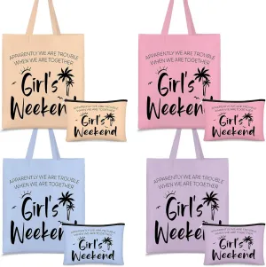 Paterr 8 Pcs Girls Weekend Gifts Includes 4 Makeup Bag Girls Trip Gifts 4 Weekend Tote Bag Travel Favors for Women Summer Cosmetic Zipper Pouch Wedding Birthday Bachelorette Party(Stylish Color)