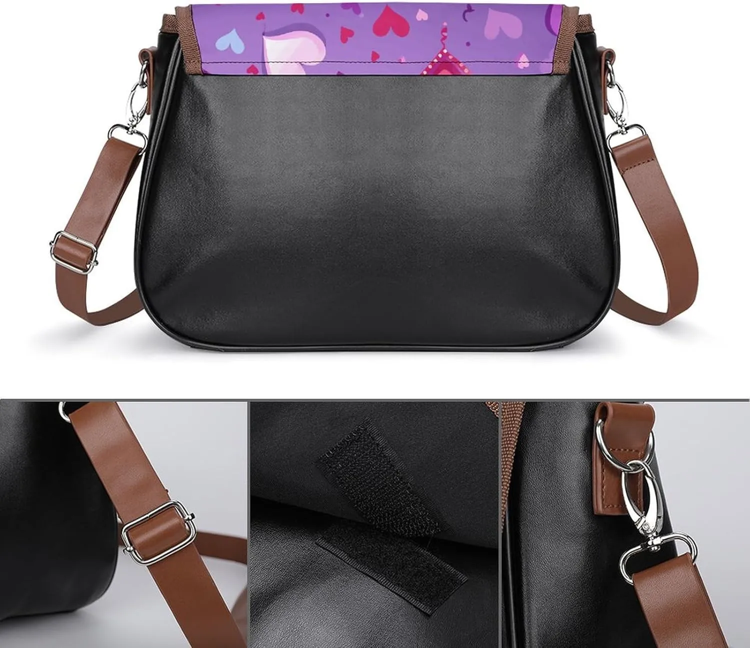 Peach Cat Pattern Crossbody Bags for Women Travel Shoulder Bag Small Leather Cross Body Handbags