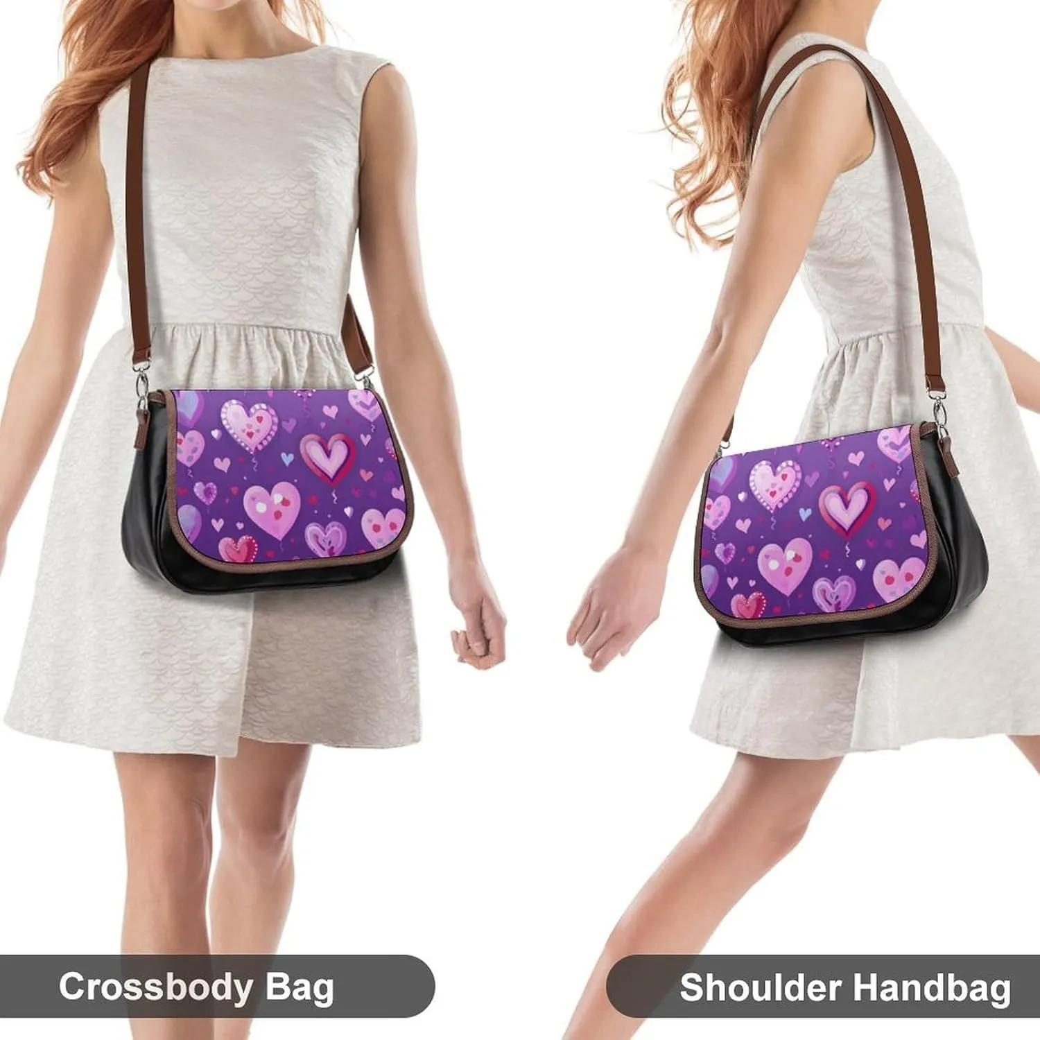 Peach Cat Pattern Crossbody Bags for Women Travel Shoulder Bag Small Leather Cross Body Handbags