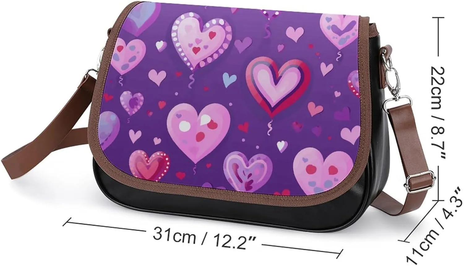 Peach Cat Pattern Crossbody Bags for Women Travel Shoulder Bag Small Leather Cross Body Handbags