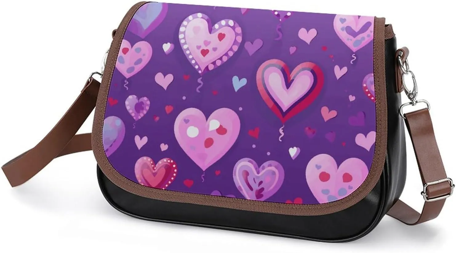Peach Cat Pattern Crossbody Bags for Women Travel Shoulder Bag Small Leather Cross Body Handbags