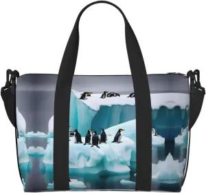 Penguins On The Iceberg print Travel Duffle Bag,Weekender Bags,Gym Duffel Bag,Luggage Duffle Overnight for Women Men
