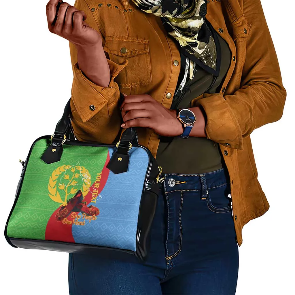 Personalised Eritrea Independence Day Shoulder Handbag Shida Shoes Olive Branch African Pattern LT14