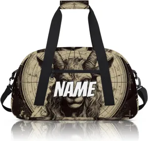 Personalized Custom Gym Bag for Women Men Carry on Goat Head Travel Duffel Tote Gothic Retro Overnight Workout Weekender Bag