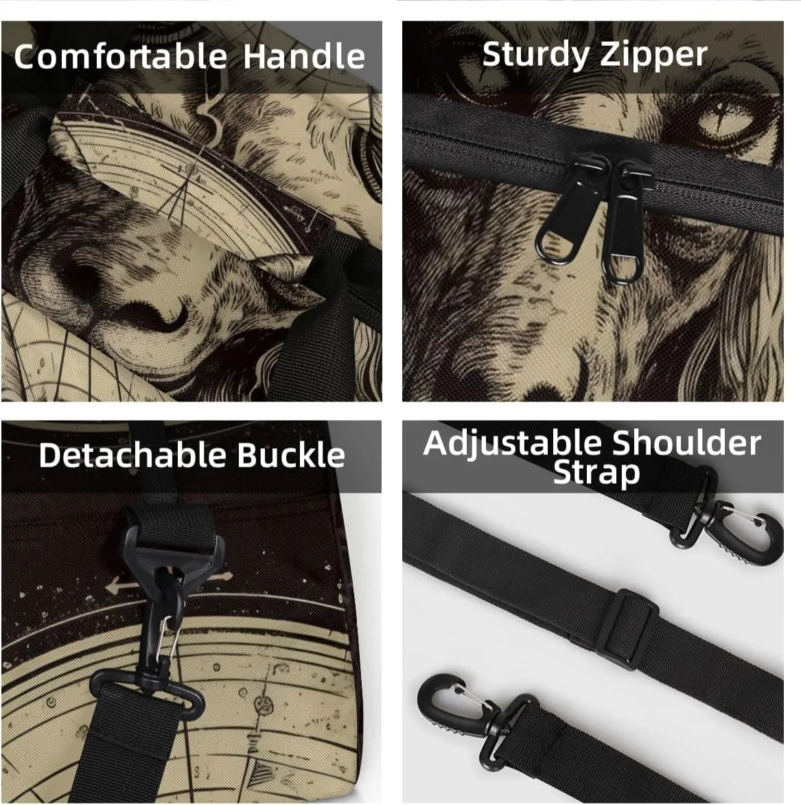 Personalized Custom Gym Bag for Women Men Carry on Goat Head Travel Duffel Tote Gothic Retro Overnight Workout Weekender Bag