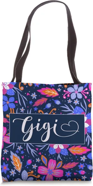 Personalized Gigi Grandkids Floral Flower Colorful Pattern Tote Bag