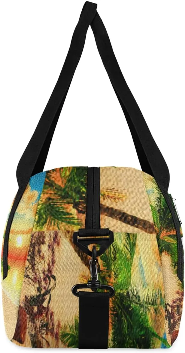 Personalized Kids Duffel Bag Beach Hawaii Palm Coconut Tree,Custom Sport Gym Bag for Boys Girls,WWeekender Overnight Bags Travel Duffel Bag,Customized Kids Gift