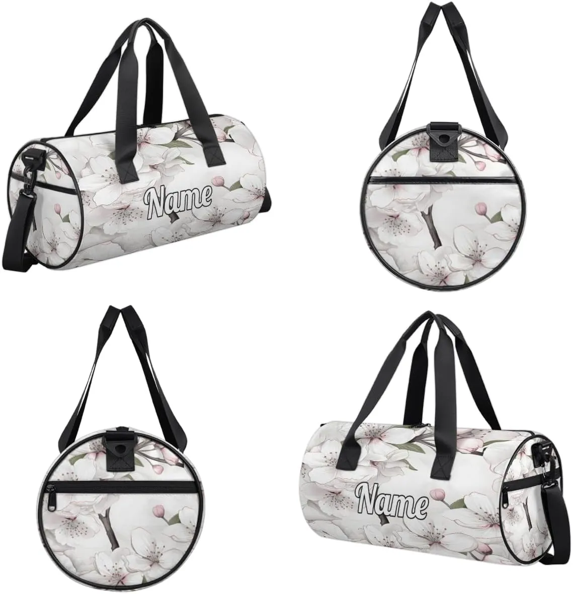 Personalized Sport Gym Bag Dance Duffle Ballet Bag Overnight Travel Sleepover Bags Swimming Hiking Camping, Cherry Blossoms Tree Prints
