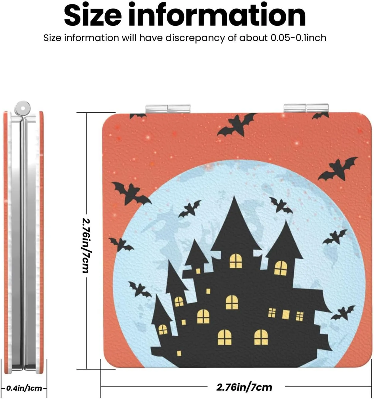 Peynir Halloween Castle Bat Night Moon Women Handheld Makeup Mirror Portable Compact Mirror Folding Mini Cosmetic Mirror