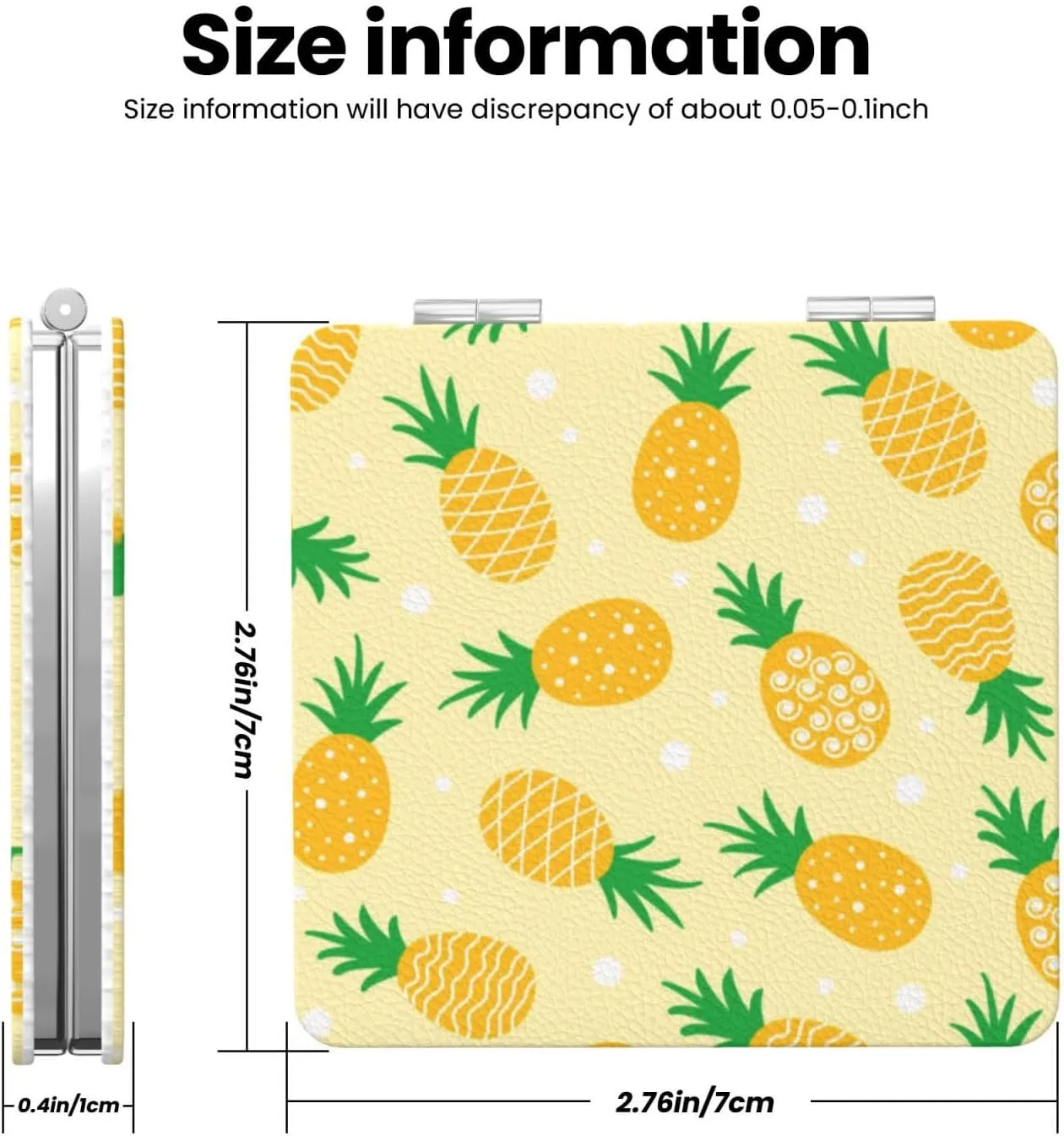 Pineapple Tropical Pattern Women Mini Cosmetic Mirror Folding Portable Pocket Makeup Mirror