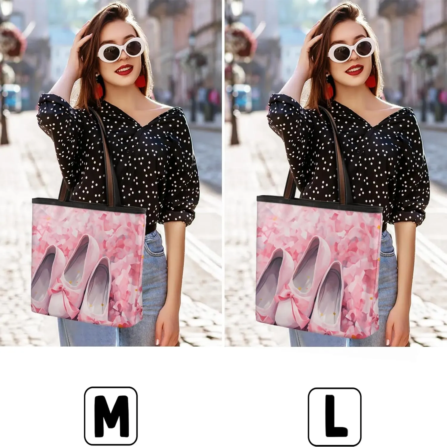 Pink Ballet Shoes Pattern Tote Bag for Women Womens Handbags Tote Bag for Work Shopping Travel Beach