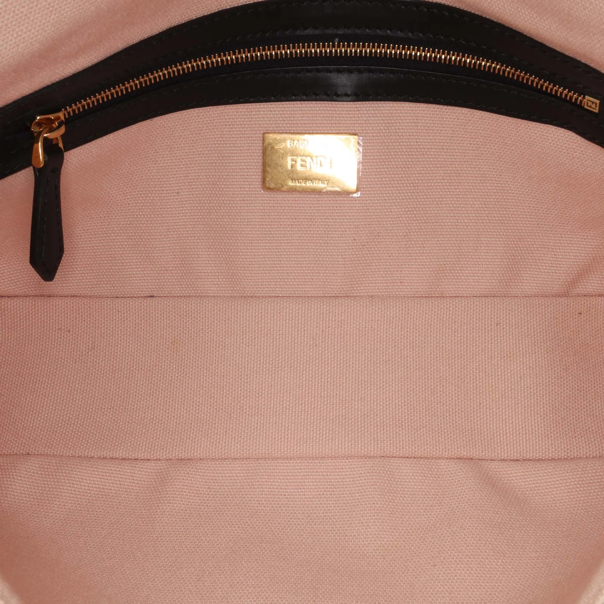 Pink Fendi Zucca Embroidered Canvas Baguette Satchel