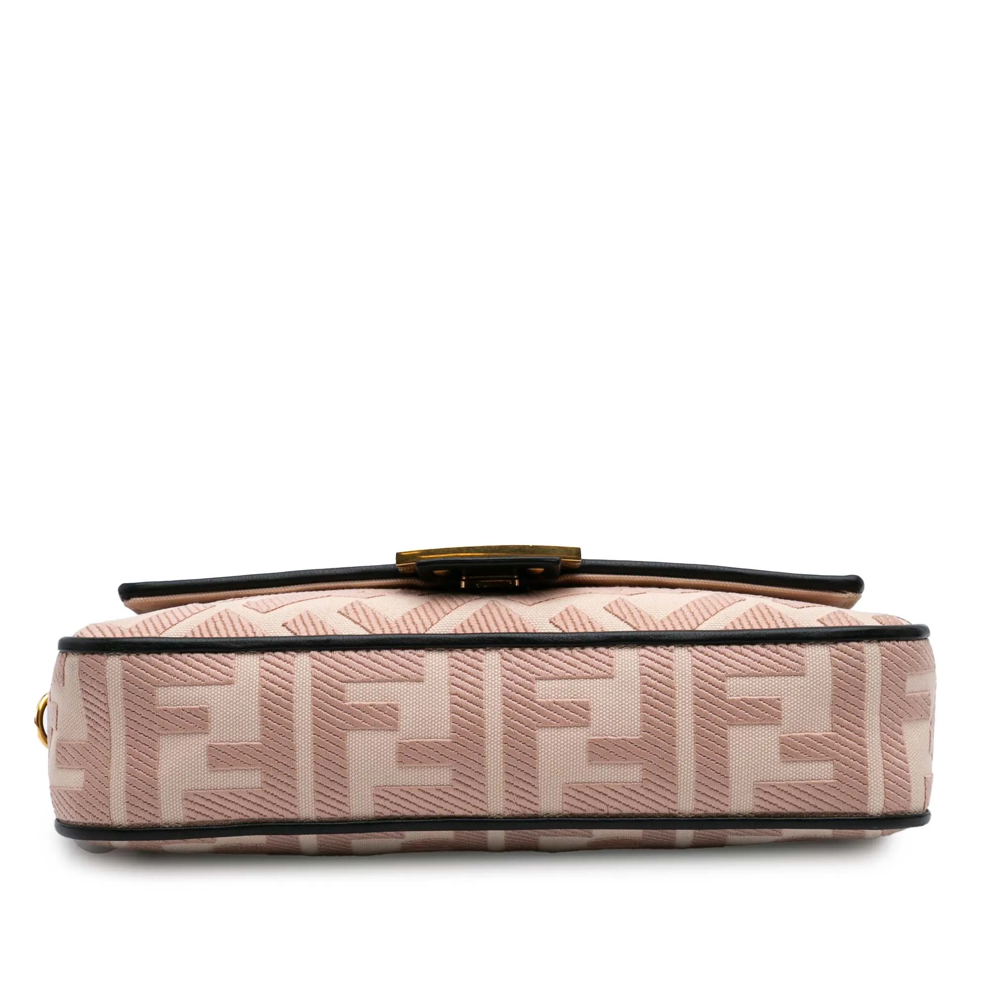 Pink Fendi Zucca Embroidered Canvas Baguette Satchel