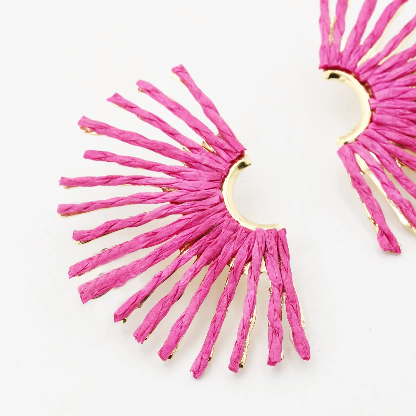 Pink Raffia Fan 