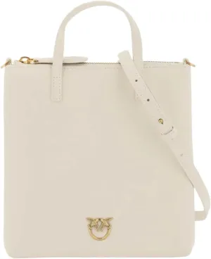 Pinko Z14q_White Silk Antique Gold Women's Mini Shopping Bag Calf Leather Bag, Z14q_white silk antique gold