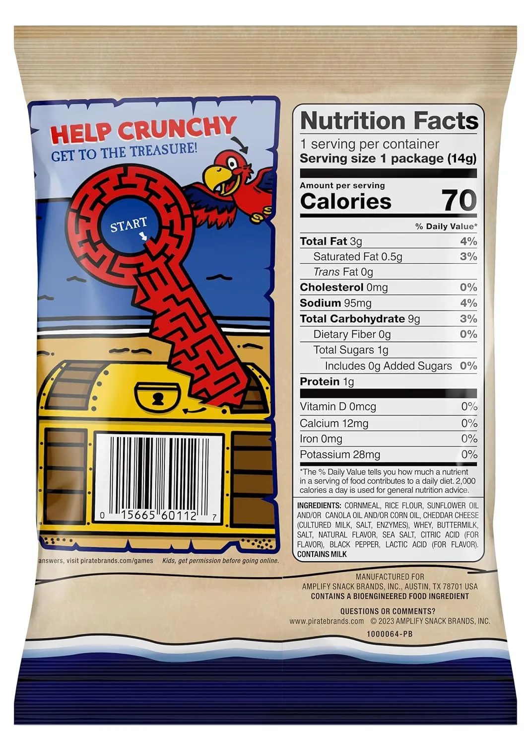 Pirate's Booty Aged White Cheddar Cheese Puffs, Gluten Free, Kids Snacks, 0.5 Ounce (Pack of 24)