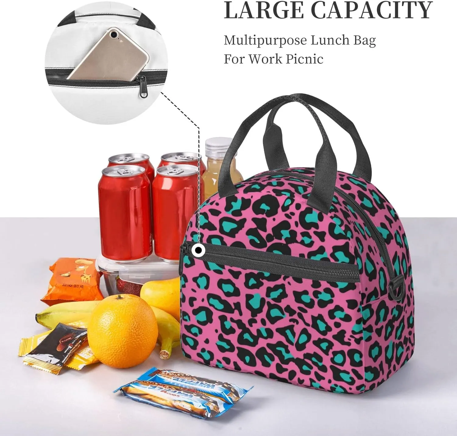 Plaid Print,Insulated Reusable Lunch Bag with Adjustable Shoulder Strap for Adults,Scottish Pattern Cultural Retro Design,Leakproof Office Picnic Hiking Beach Tote Bag,Multicolor,9x5x7.8in