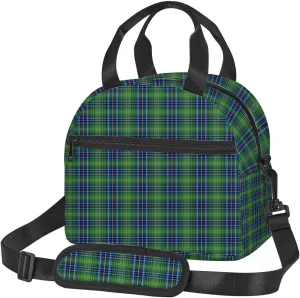 Plaid Print,Insulated Reusable Lunch Bag with Adjustable Shoulder Strap for Adults,Scottish Pattern Cultural Retro Design,Leakproof Office Picnic Hiking Beach Tote Bag,Multicolor,9x5x7.8in