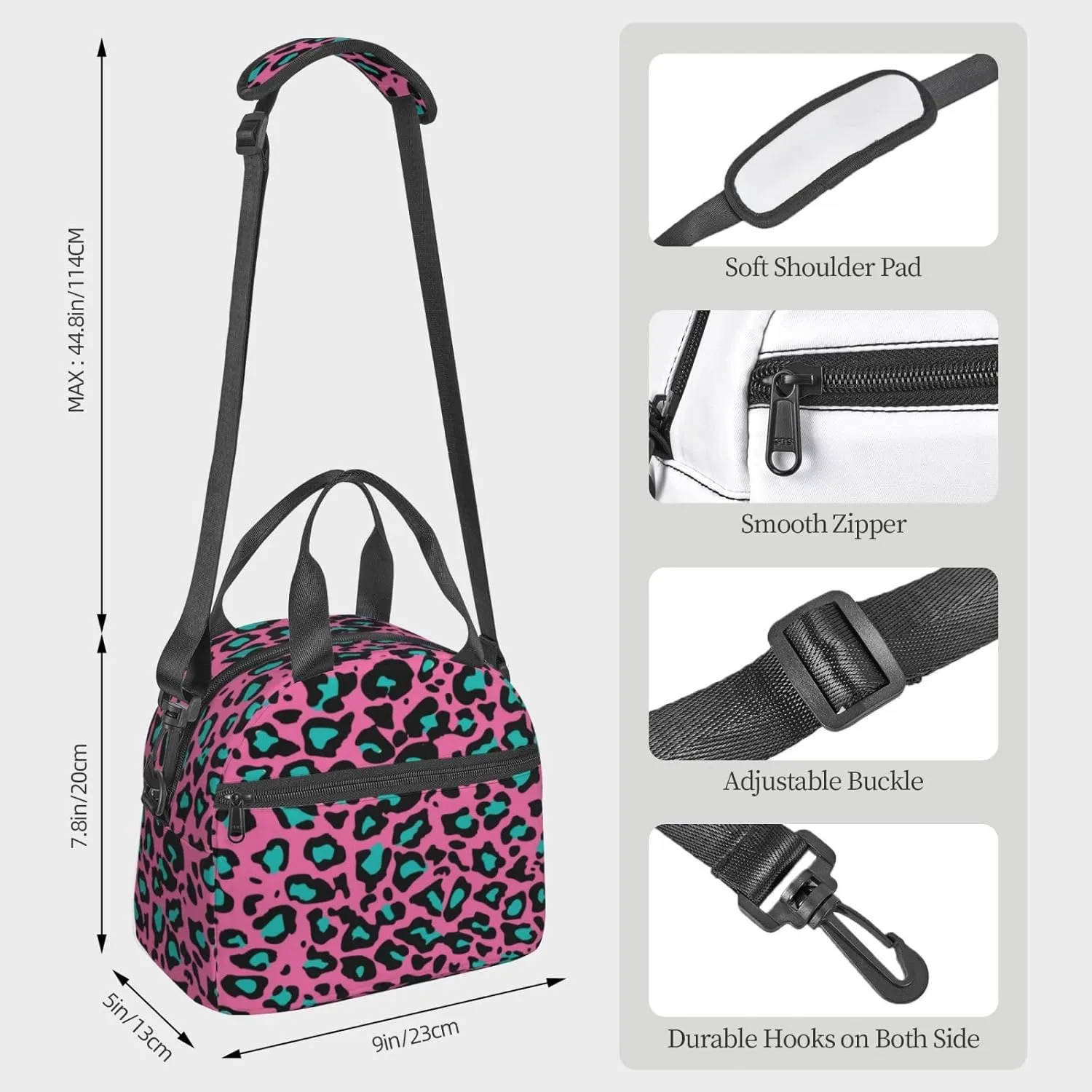 Plaid Print,Insulated Reusable Lunch Bag with Adjustable Shoulder Strap for Adults,Scottish Pattern Cultural Retro Design,Leakproof Office Picnic Hiking Beach Tote Bag,Multicolor,9x5x7.8in