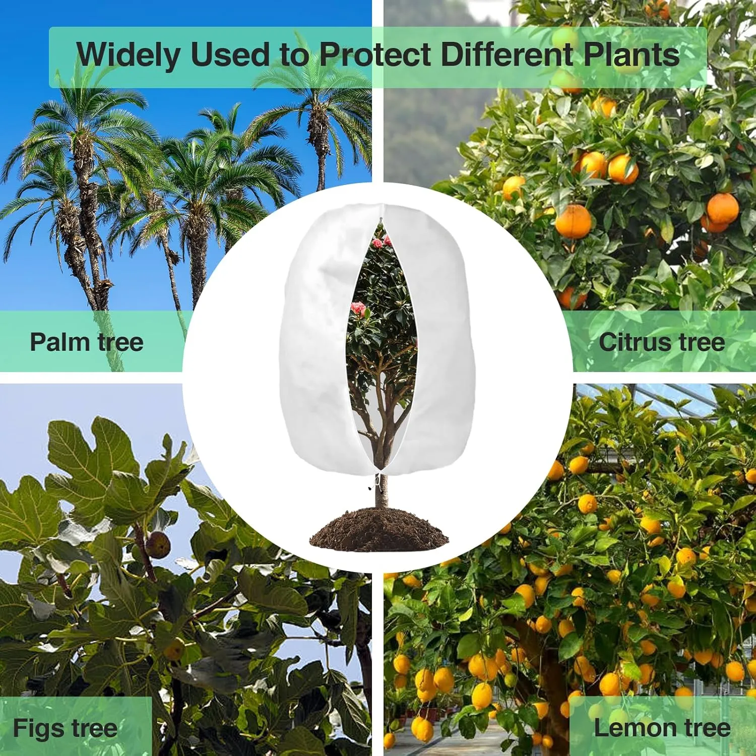 Plant Covers Freeze Protection, Frost Protection Cloth Reusable Plant Protector Bags with Zipper Drawstring for Outdoor Plants, Winter Frost Cold Weather Shrubs Cover, 47.2'' x 70.8''
