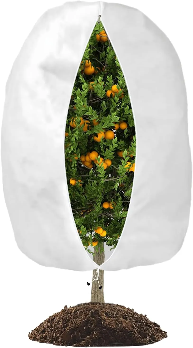 Plant Covers Freeze Protection, Frost Protection Cloth Reusable Plant Protector Bags with Zipper Drawstring for Outdoor Plants, Winter Frost Cold Weather Shrubs Cover, 47.2'' x 70.8''