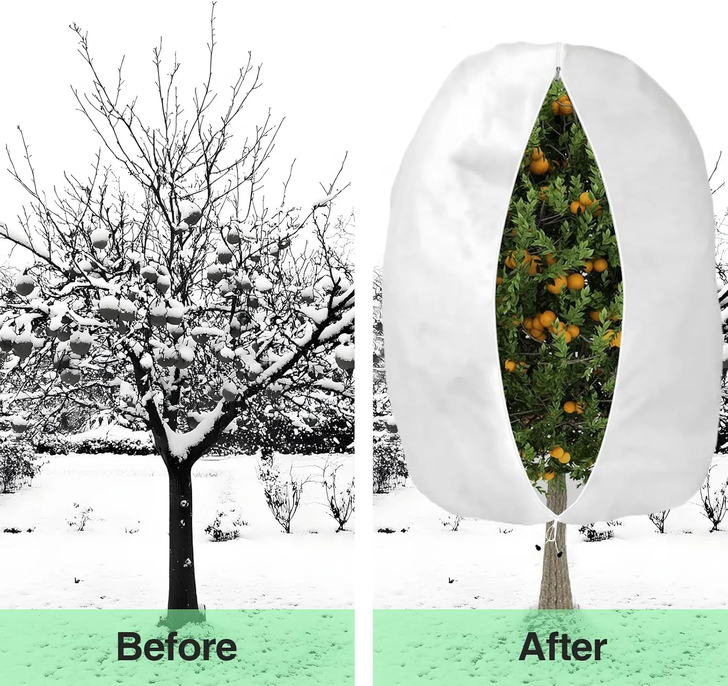 Plant Covers Freeze Protection, Frost Protection Cloth Reusable Plant Protector Bags with Zipper Drawstring for Outdoor Plants, Winter Frost Cold Weather Shrubs Cover, 47.2'' x 70.8''