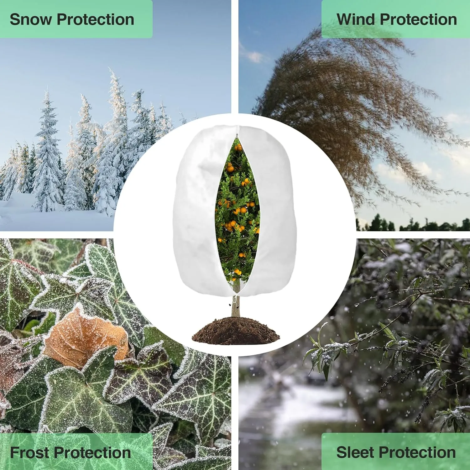 Plant Covers Freeze Protection, Frost Protection Cloth Reusable Plant Protector Bags with Zipper Drawstring for Outdoor Plants, Winter Frost Cold Weather Shrubs Cover, 47.2'' x 70.8''
