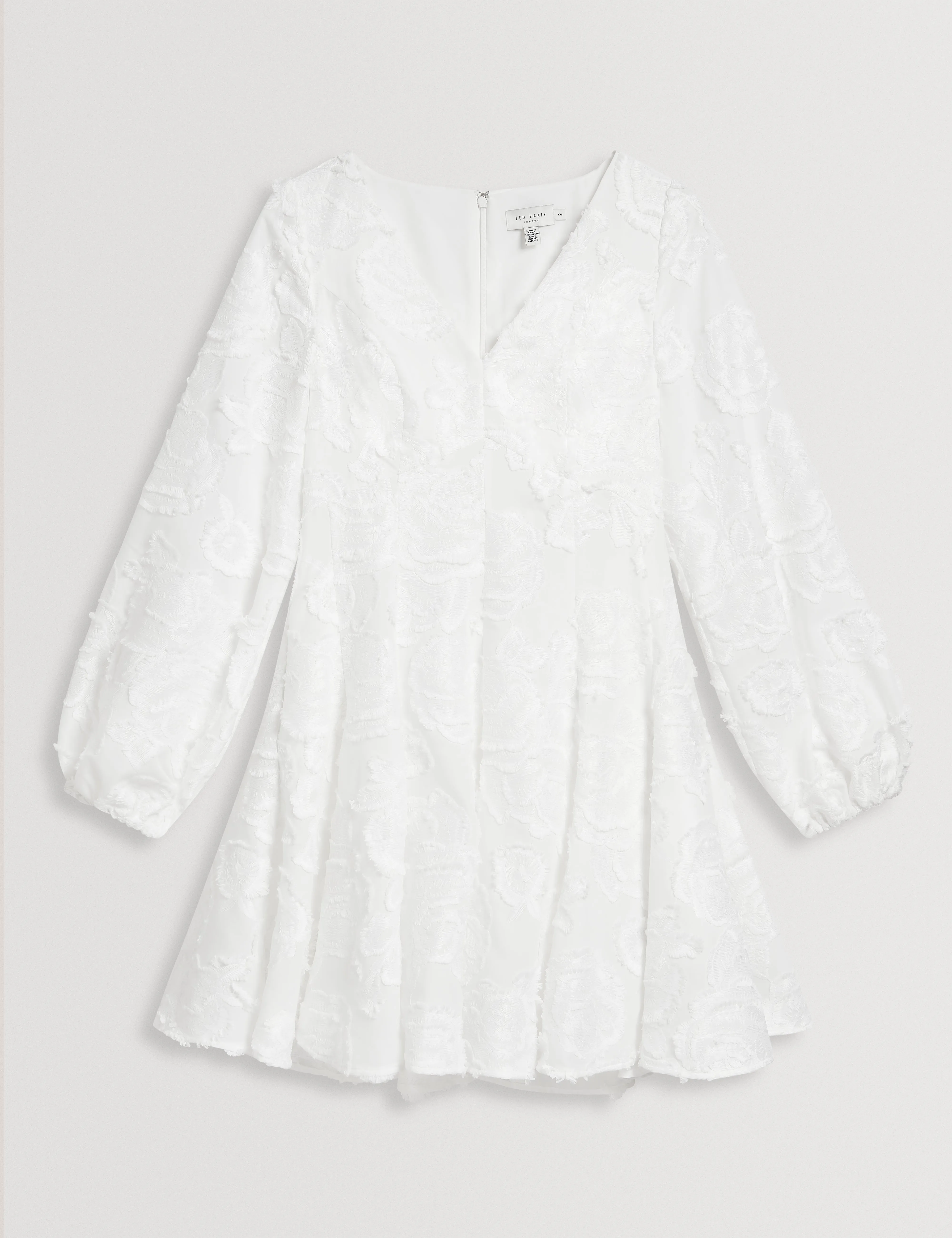 Pluna Trim Detail Textured Mini Dress White