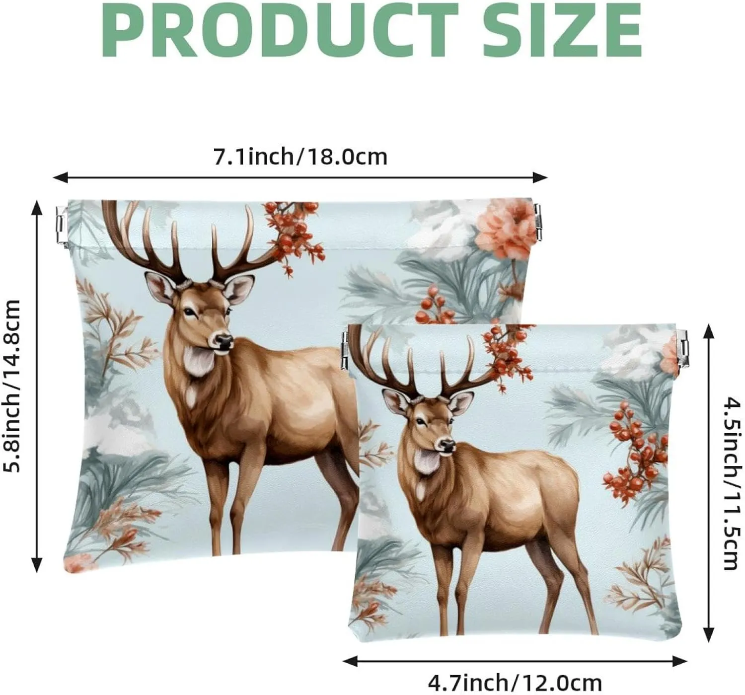 Pocket Cosmetic Bag Squeeze Top, Cute Christmas Elk-17 Waterproof Travel Makeup Bag for Purse, Portable Mini Makeup Pouch No Zipper for Women