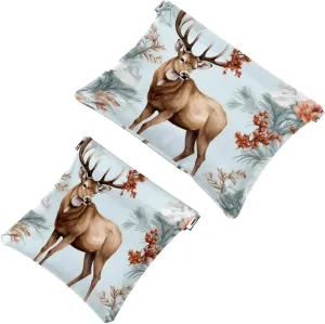 Pocket Cosmetic Bag Squeeze Top, Cute Christmas Elk-17 Waterproof Travel Makeup Bag for Purse, Portable Mini Makeup Pouch No Zipper for Women
