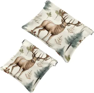 Pocket Cosmetic Bag Squeeze Top, Cute Christmas Elk-1845 Waterproof Travel Makeup Bag for Purse, Portable Mini Makeup Pouch No Zipper for Women
