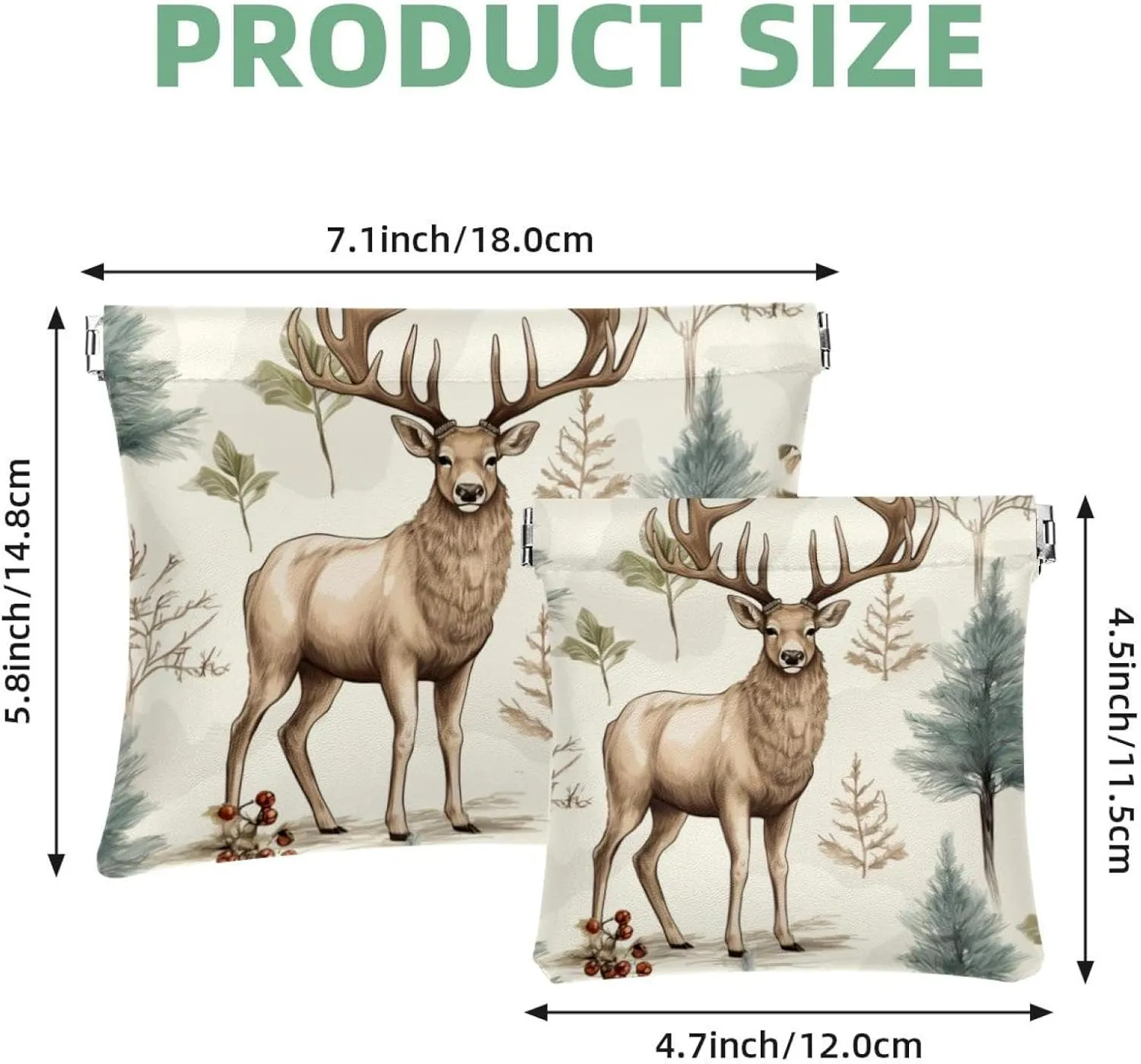 Pocket Cosmetic Bag Squeeze Top, Cute Christmas Elk-1845 Waterproof Travel Makeup Bag for Purse, Portable Mini Makeup Pouch No Zipper for Women