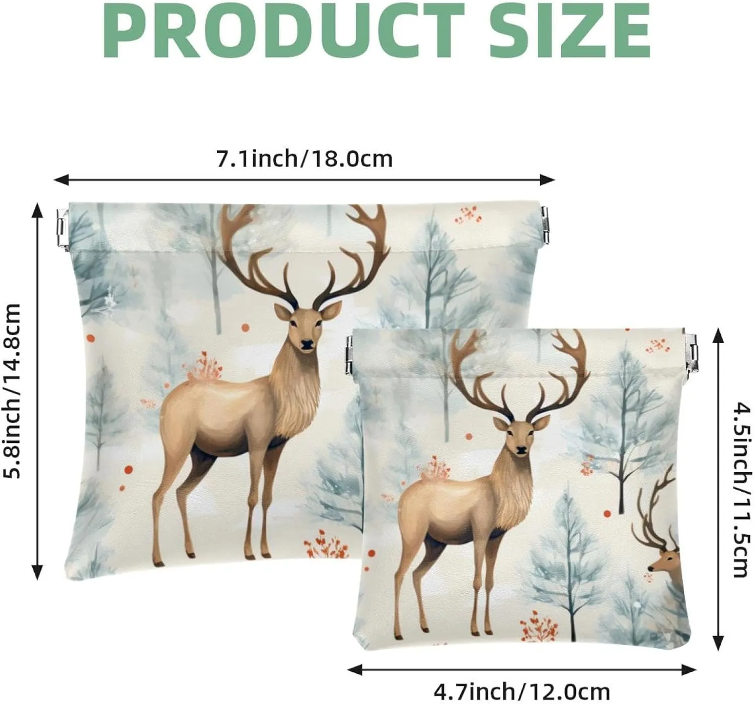 Pocket Cosmetic Bag Squeeze Top, Cute Christmas Elk-1853 Waterproof Travel Makeup Bag for Purse, Portable Mini Makeup Pouch No Zipper for Women