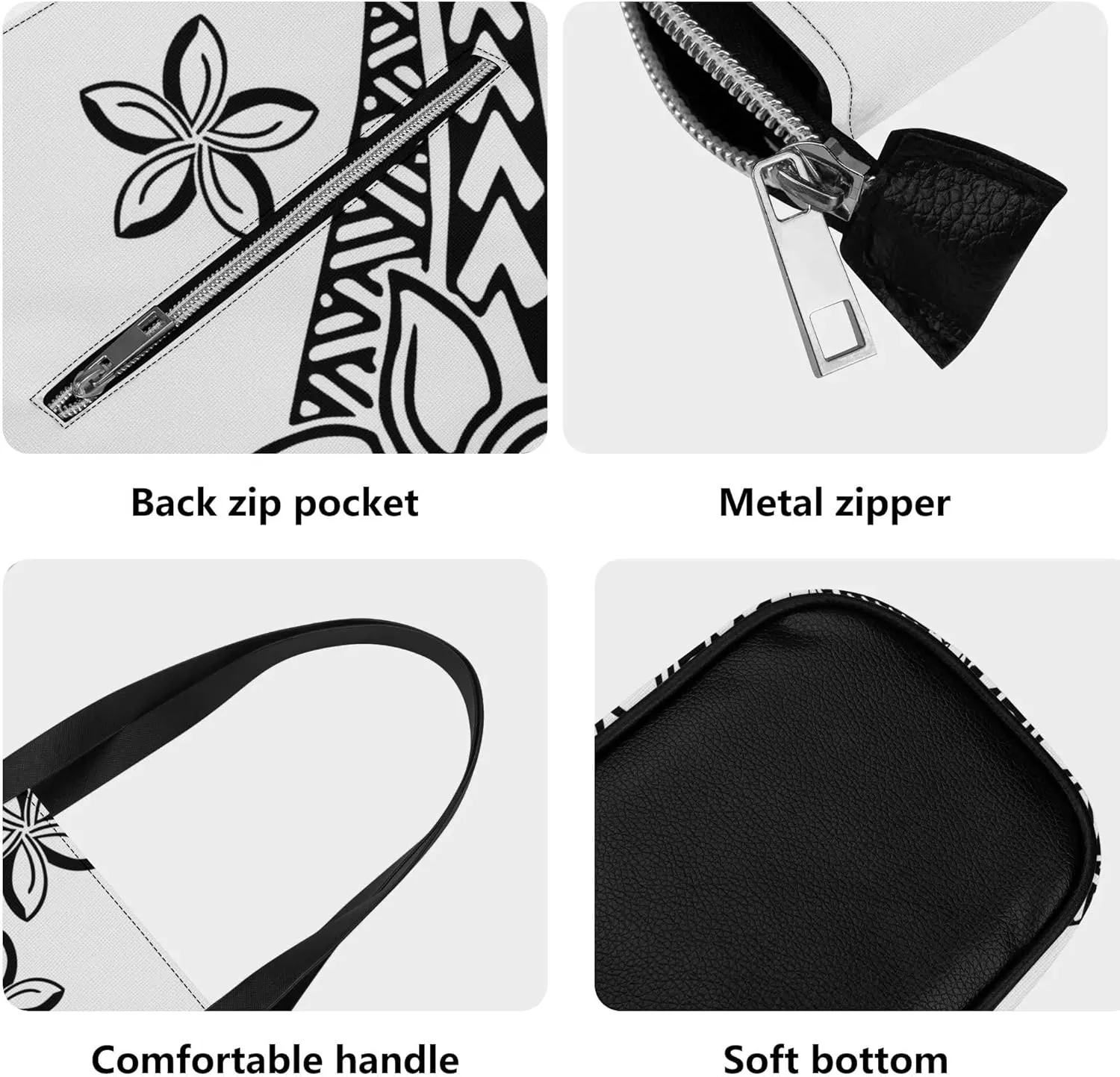 Polynesian Women Pu Handbag And Purse Samoa Island Tribal Design Retro Art Large Capacity Shoulder Bag 2-Piece Set