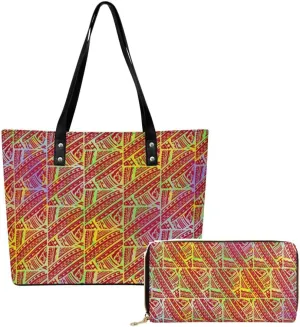 Polynesian Women'S Elegant Large Capacity Handbag Set 2-Piece Custom Shoulder Bag Pattern Custom Purse Pattern