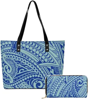 Polynesian Women'S Elegant Large Capacity Handbag Set 2-Piece Custom Shoulder Bag Pattern Custom Purse Pattern