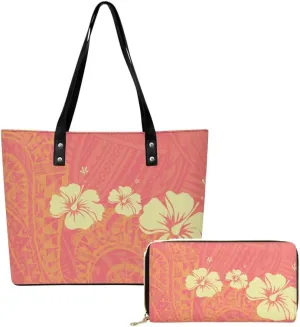 Polynesian Women'S Handbag And Purse Custom Women'S Bag 2-Piece Samoan Print Durable Shoulder Bag