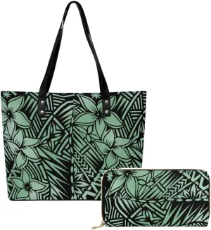Polynesian Women'S Handbag And Purse Custom Women'S Bag 2-Piece Samoan Print Durable Shoulder Bag