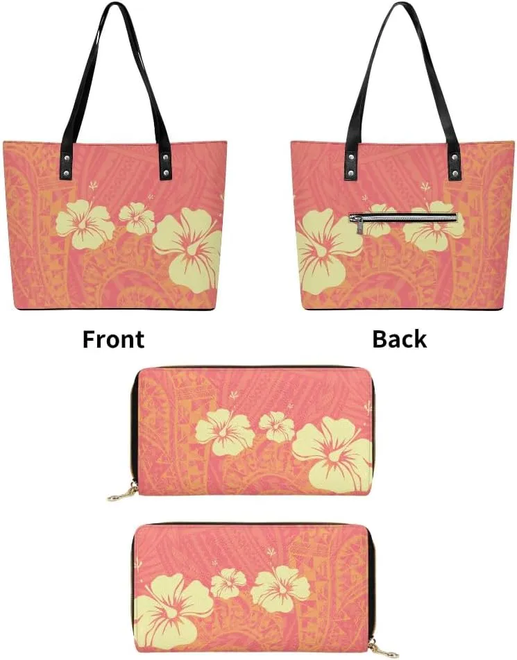 Polynesian Women'S Handbag And Purse Custom Women'S Bag 2-Piece Samoan Print Durable Shoulder Bag