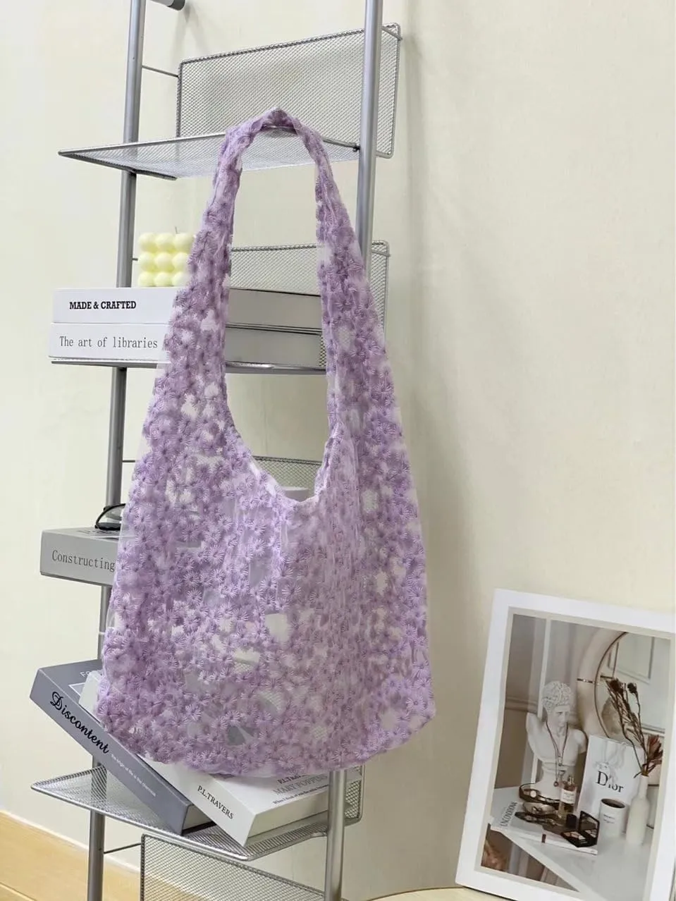 Pooyikoi Crochet Mesh Beach Tote Bag Shoulder Bag Handbags Knitting Hollow Summer Bag Hobo Bag Aesthetic for Women