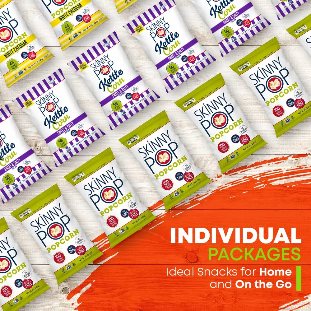 Popcorn Individual Bags Variety Pack, White Cheddar Popcorn, Sweet and Salty, Original Gourmet Popcorn. Popcorn Individual Bags(.5/.8 oz bags) 36 Pack Perfect for Every Day Snacking, Schools, Parties, Movie Nights, Office