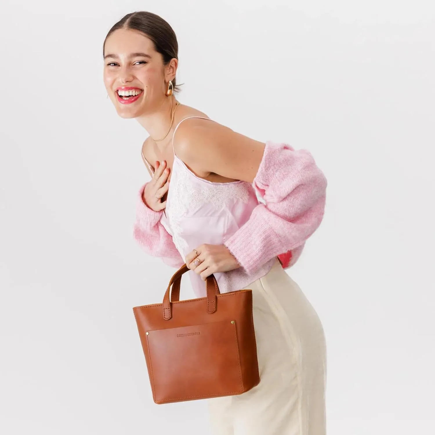 Portland Leather Goods Mini Crossbody Tote Bag for Women – Handmade from the Finest Full-Grain Hides – Adjustable Strap