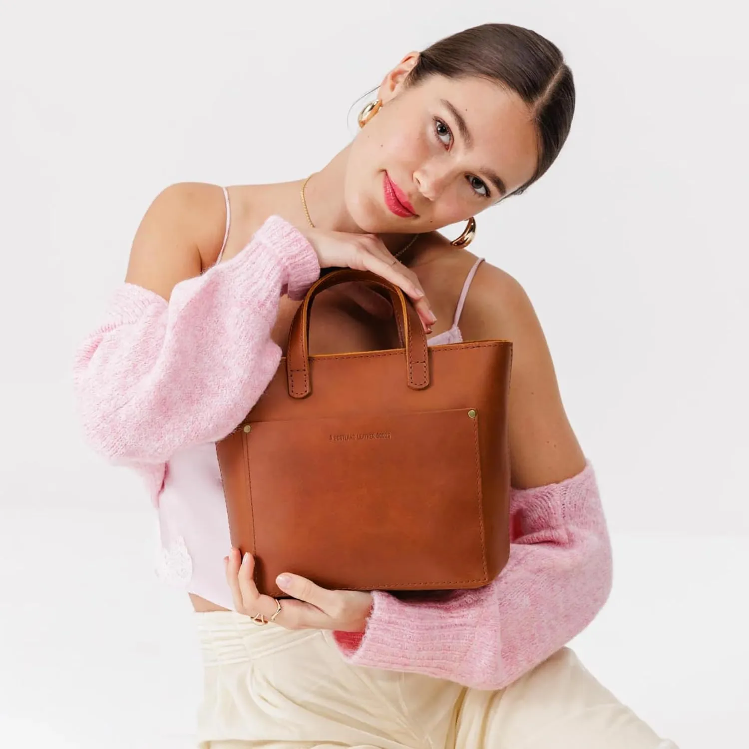 Portland Leather Goods Mini Crossbody Tote Bag for Women – Handmade from the Finest Full-Grain Hides – Adjustable Strap