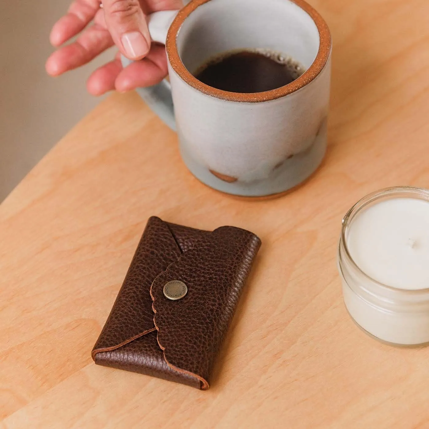 Portland Leather Goods Mini Daisy Wallet for Women – Handmade from the Finest Full-Grain Hides – Features Envelope Design with Snap Closure – Coldbrew