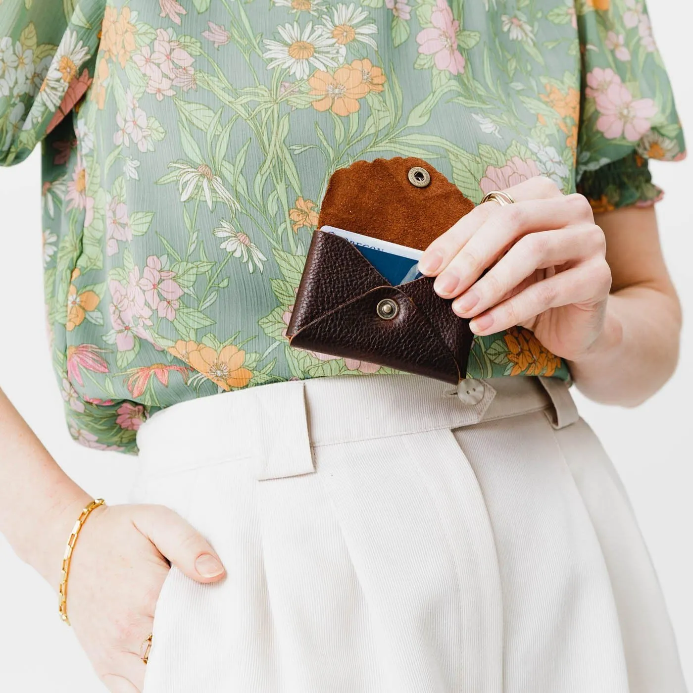 Portland Leather Goods Mini Daisy Wallet for Women – Handmade from the Finest Full-Grain Hides – Features Envelope Design with Snap Closure – Coldbrew