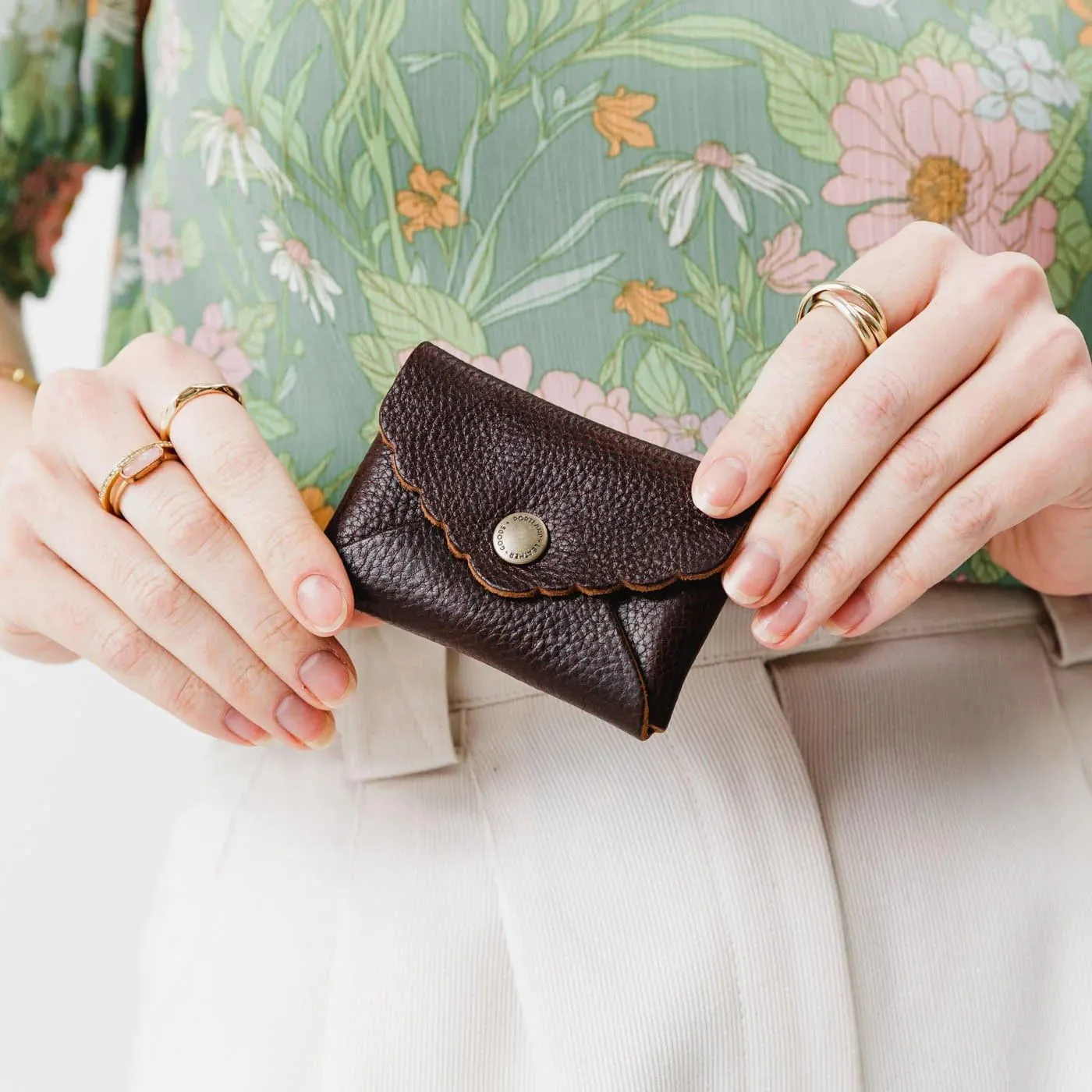 Portland Leather Goods Mini Daisy Wallet for Women – Handmade from the Finest Full-Grain Hides – Features Envelope Design with Snap Closure – Coldbrew